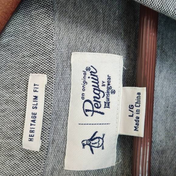 Men's original penguin grey polo size Large slim fit - Picture 3 of 5